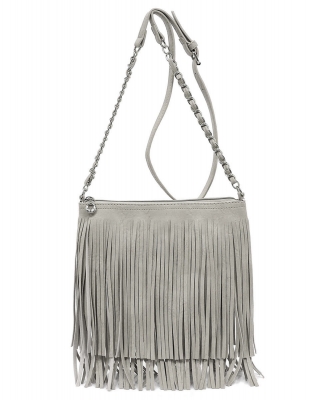 Faux Leather Fringe Hand Bag E031 GRAY